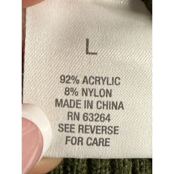 Roz &Ali Open Front Knit Cardigan Women’s L Olive Green Sweater Long Sleeve Soft - Picture 8 of 13